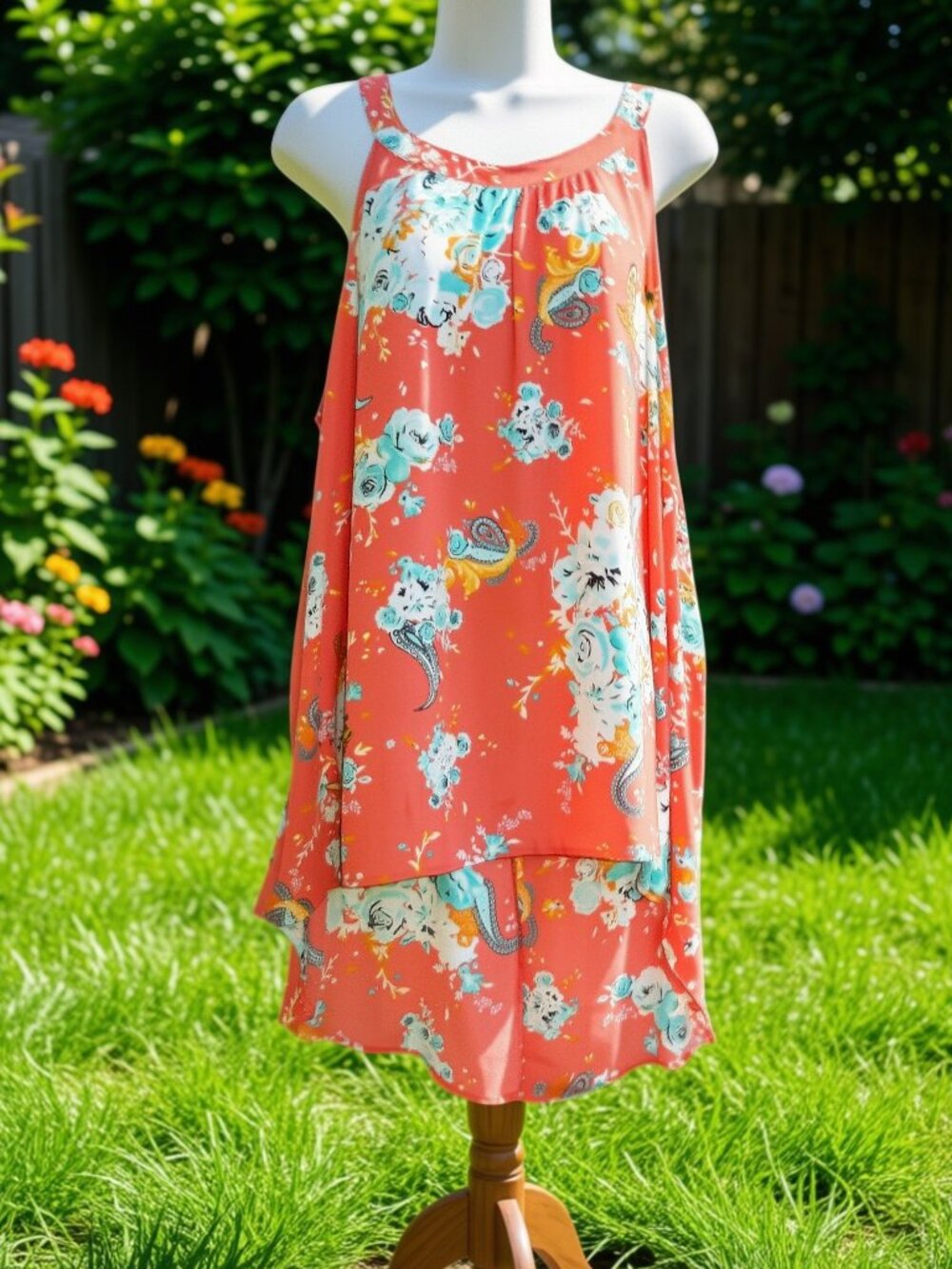 Torrid (Size 2) Plus Size Orange Floral Sleeveless Halter Top - 2X